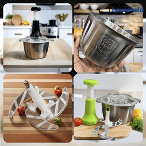 Stainless Steel Multi-Function Hand Press Food Chopper & Grater