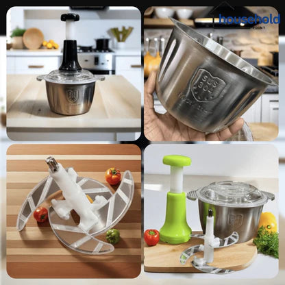 Stainless Steel Multi-Function Hand Press Food Chopper &amp; Grater