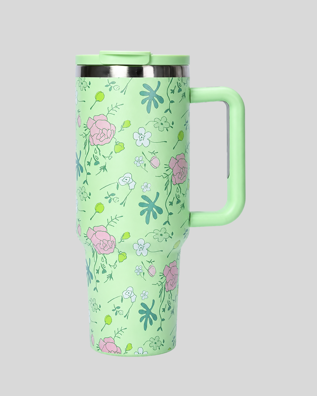 Floral Insulated Tumbler With Handle with Gift Pack